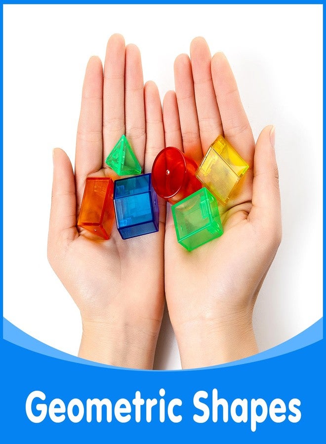 Odoorgames 60 Pieces 3D Shapes for Teaching - Geometric Solids for Kids,Light Table Manipulatives,Translucent Toy for Light Table - Image 3